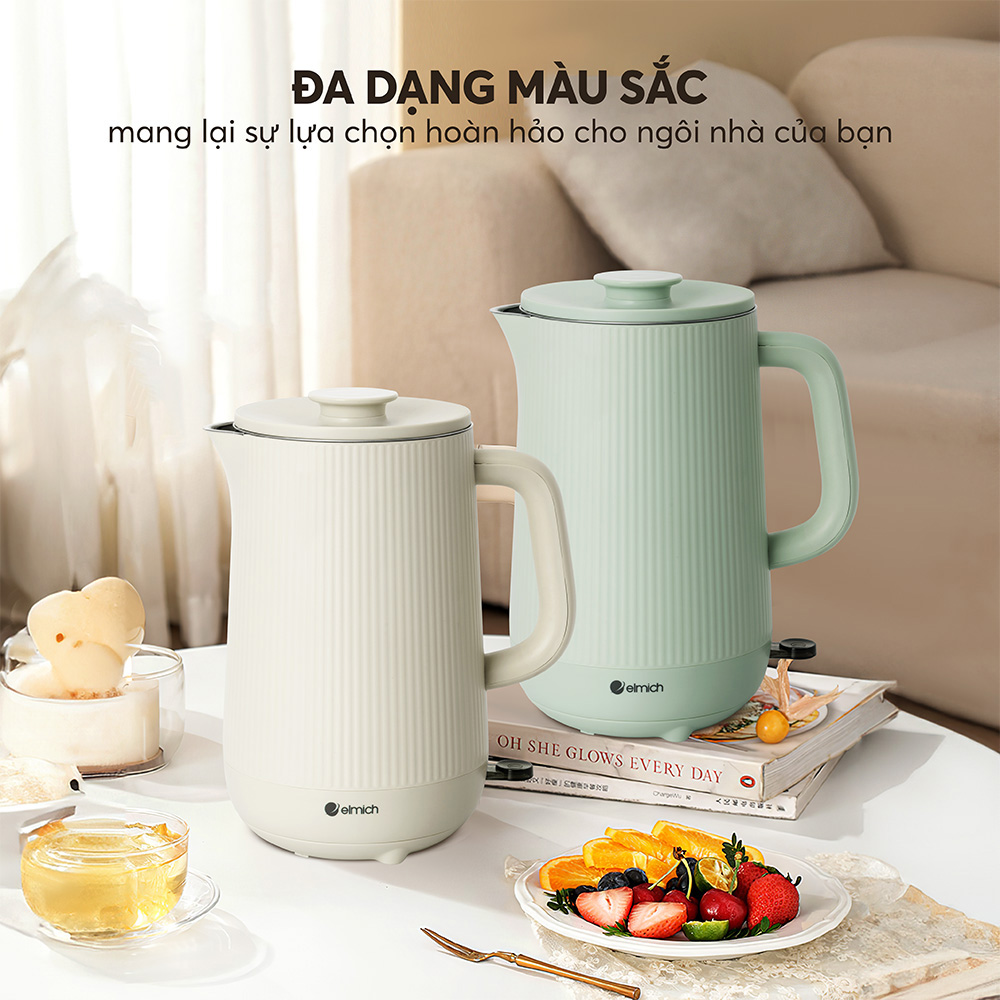 Ấm Đun Nước Siêu Tốc Elmich KEE-9145 1.6L 2100W, Hàng Chính Hãng, Công Tắc Thông MInh - JoyMall