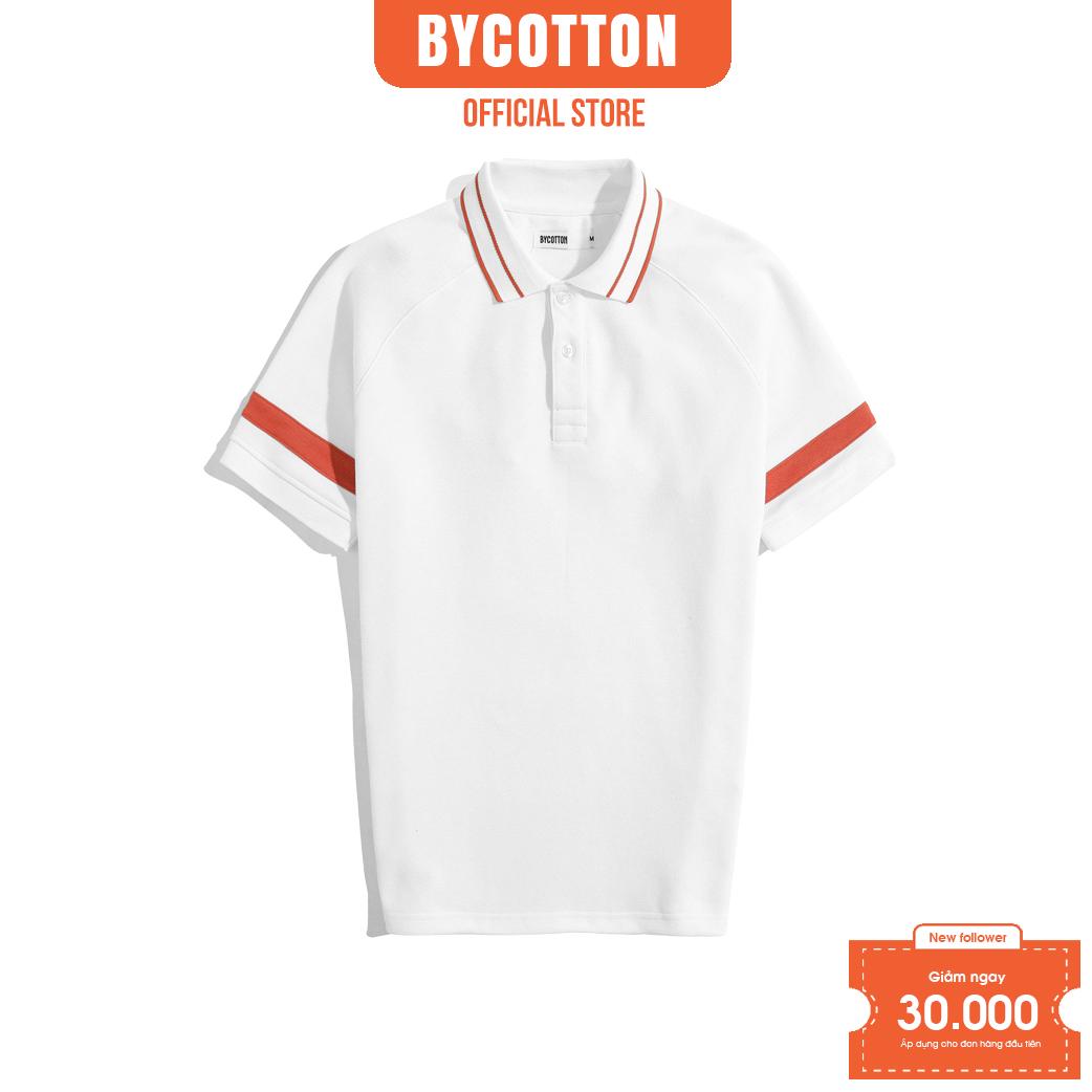 Áo Polo Nam Cao Cấp Có Cổ BY COTTON Raglan 2 Layer White 060223 Nam Tính, Thanh Lịch, Sang Trọng, Trẻ Trung