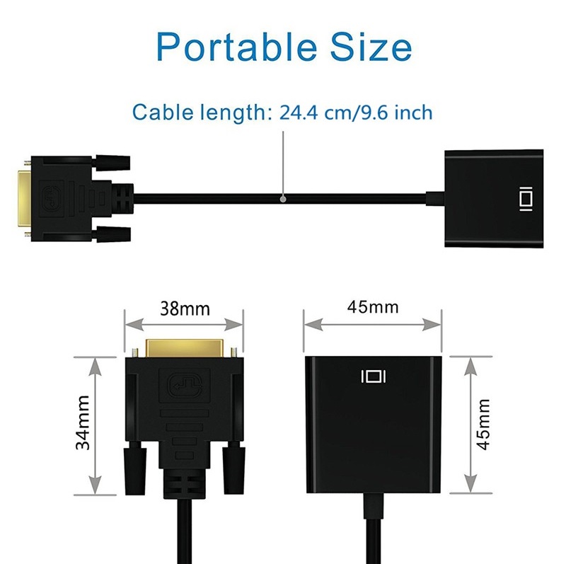 SOAIY Cáp Chuyển Đổi DVI 24+1 Sang VGA Full HD 1080P - Hàng Nhập Khẩu