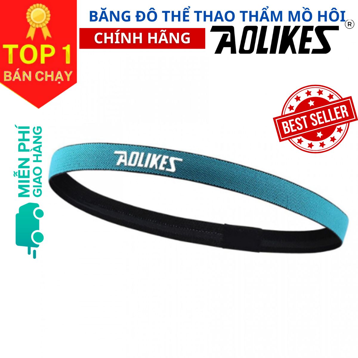 Băng Trán, Băng Đô Chặn Mồ Hôi Thể Thao Nam Nữ Sport Anti-Slip Sweatband AOLIKES YE-2101 - Hàng Chính Hãng