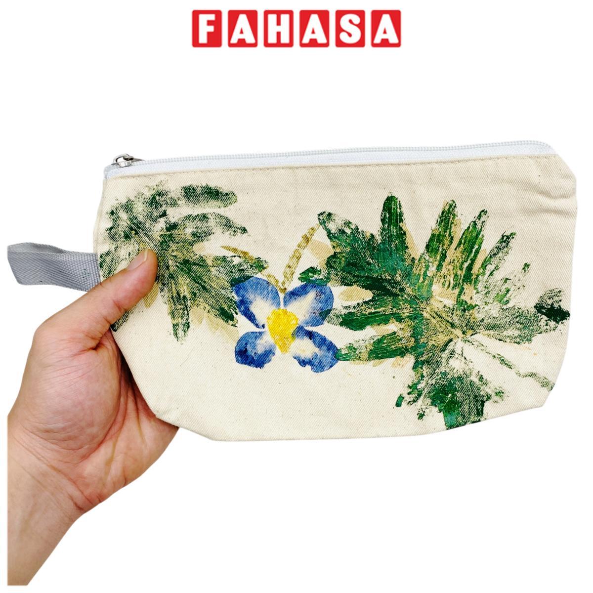 Túi Bút Vải Canvas In Hoa Lá Tươi - Saigon Zerowaste - Mẫu 3