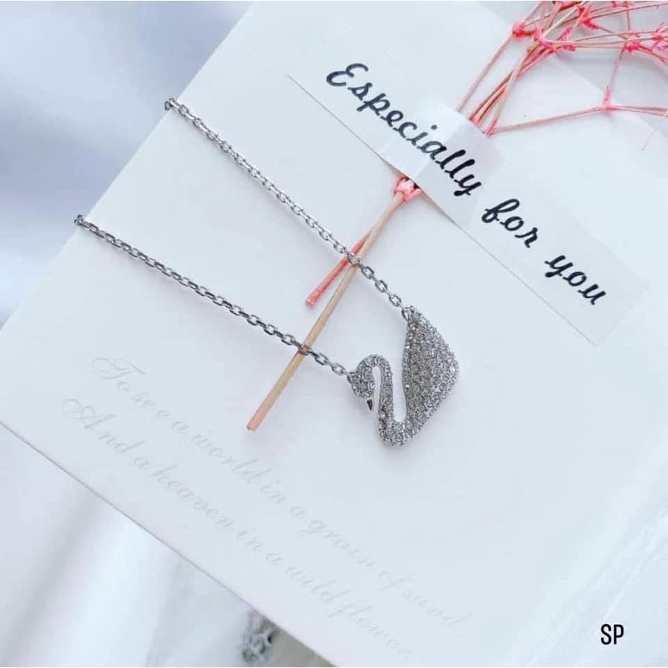Dây chuyền bạc hình con thiên nga sợi mảnh dễ thương cho nữ,phụ kiện trang sức,MS120,vàng bạc an chi