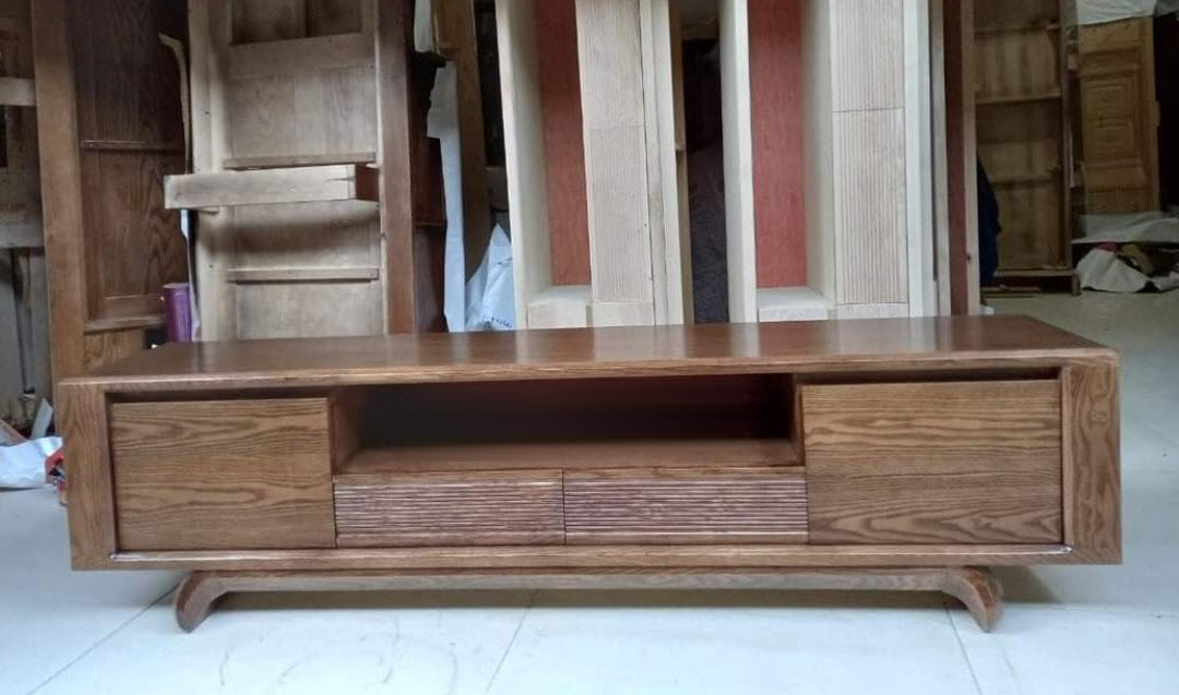 Tủ tivi gỗ gỗ sồi 2m chân quỳ