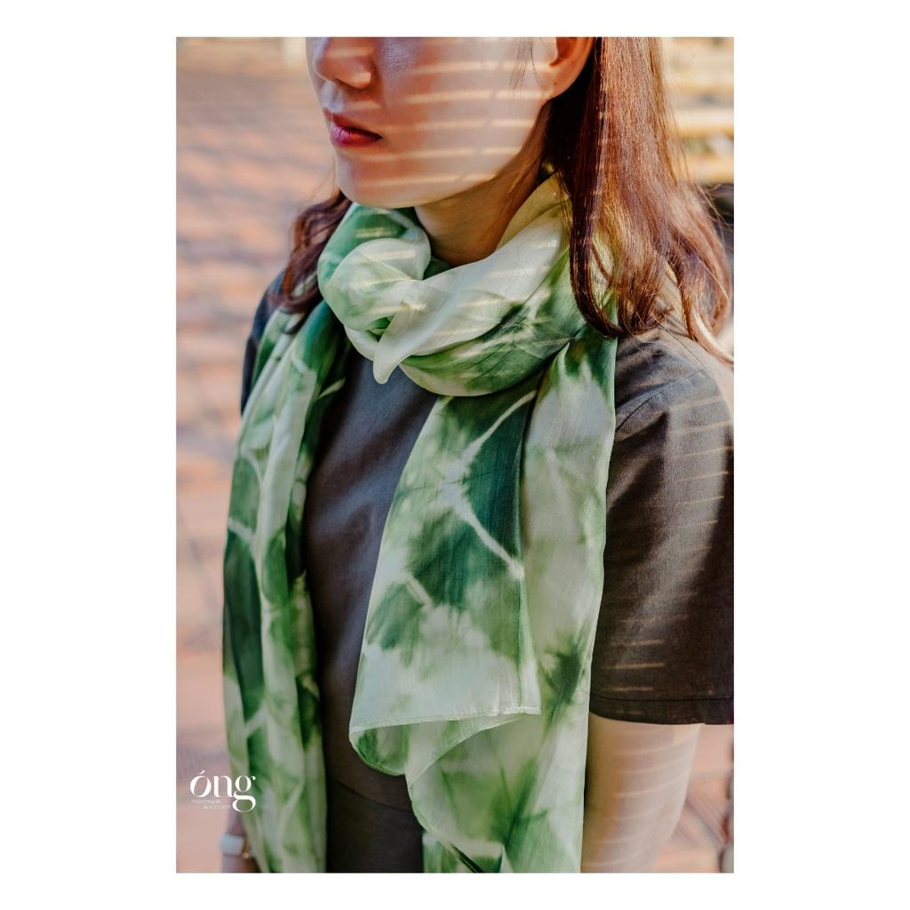 Khăn lụa, Khăn tơ tằm dệt tại Việt Nam, nhuộm màu An toàn, thương hiệu Óng silk, Mã K95 100% silk tự nhiên