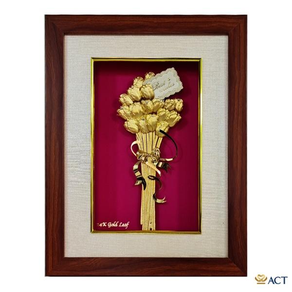 Tranh hoa tulip dát vàng 20x26 cm - Qùa tặng quà tặng vợ, quà tặng bạn gái, quà 20/10, quà 8/3, quà valentine,...