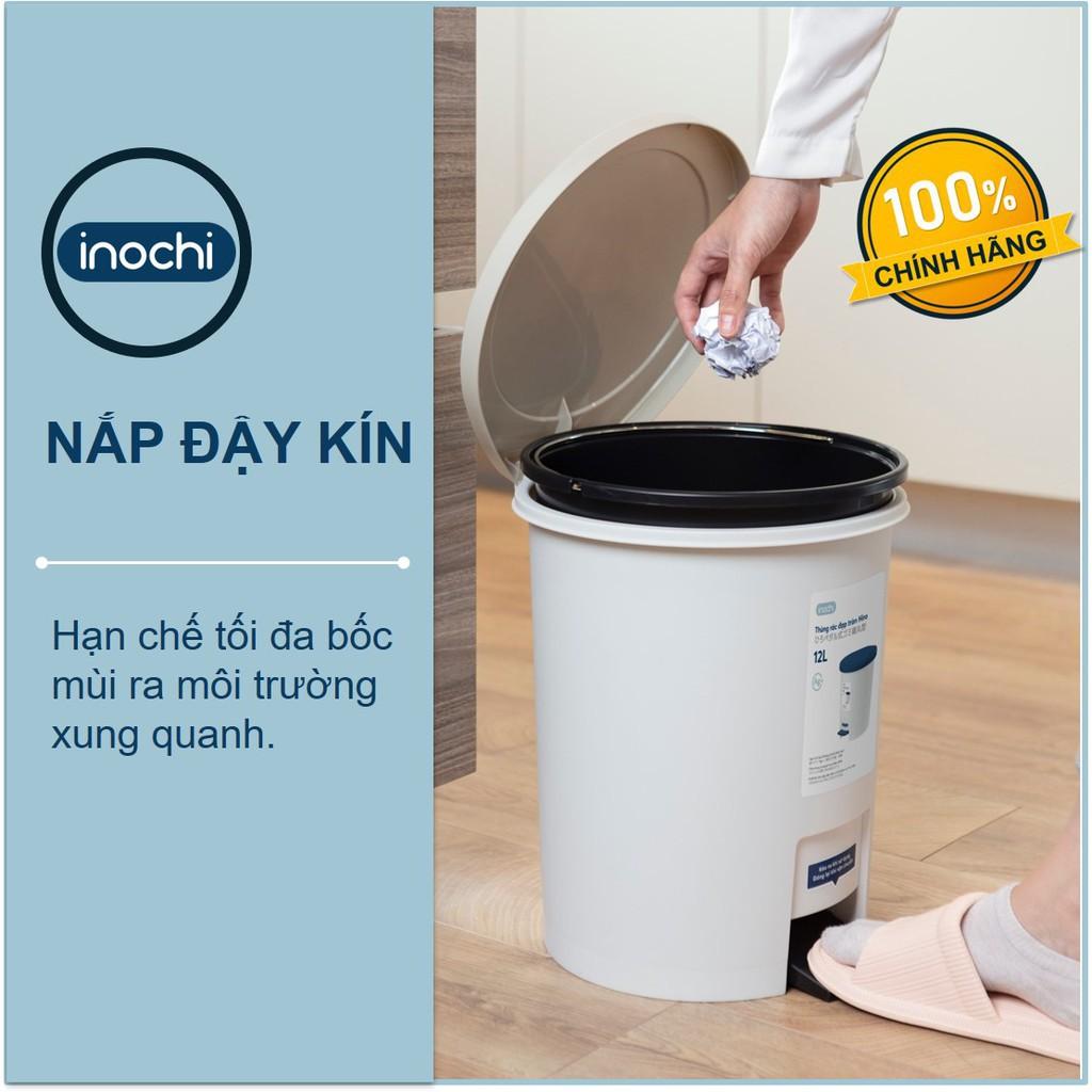 Thùng Rác -Sọt Rác Nhựa Đạp Chân Nắp Tròn INOCHI Làm Sọt Rác Văn Phòng Đựng Rác Gia Đình Trong Nhà THRT