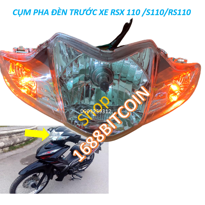 Pha đèn xe WAVE S110 , RSX 110 - bóng tròn siêu sáng