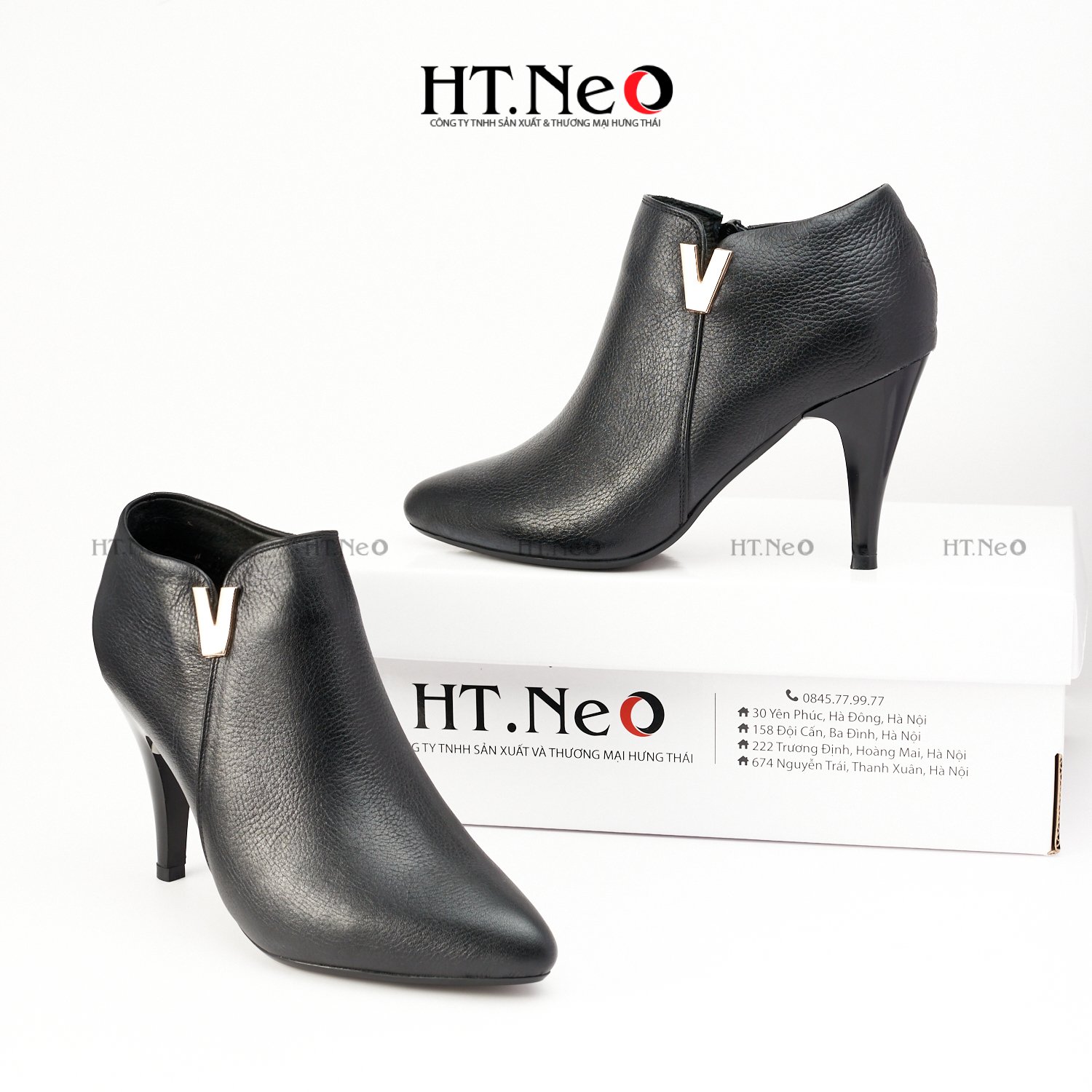 Bốt nữ cổ lửng BN20 Ht.Neo Làm Từ Da Bò Nguyên Miếng, Càng Dùng Càng Bóng, Gót Trụ Cao Đến 7cm Cực Sang Chảnh
