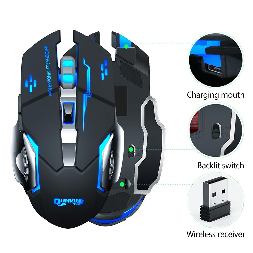 3200DPI Có Thể Điều Chỉnh Quang Không Dây Chơi Game Thoáng Mát Pro Game Thủ Chơi Game Đèn LED Chuột Máy Tính USB Thu Chuột Cho Laptop máy Tính