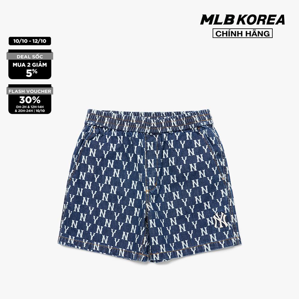 MLB - Quần shorts jeans lưng thun Monogram 3ADPM4023