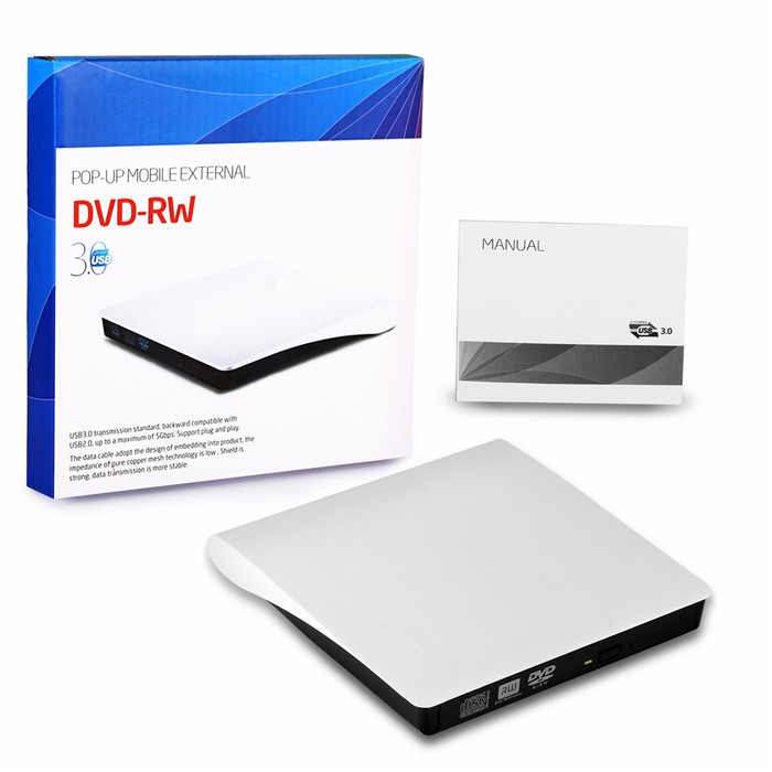 Ổ đĩa quang CD/DVD-RW cắm ngoài USB 3.0, Type-C cho PC, Macbook, Laptop, Đọc tốc độ Cao