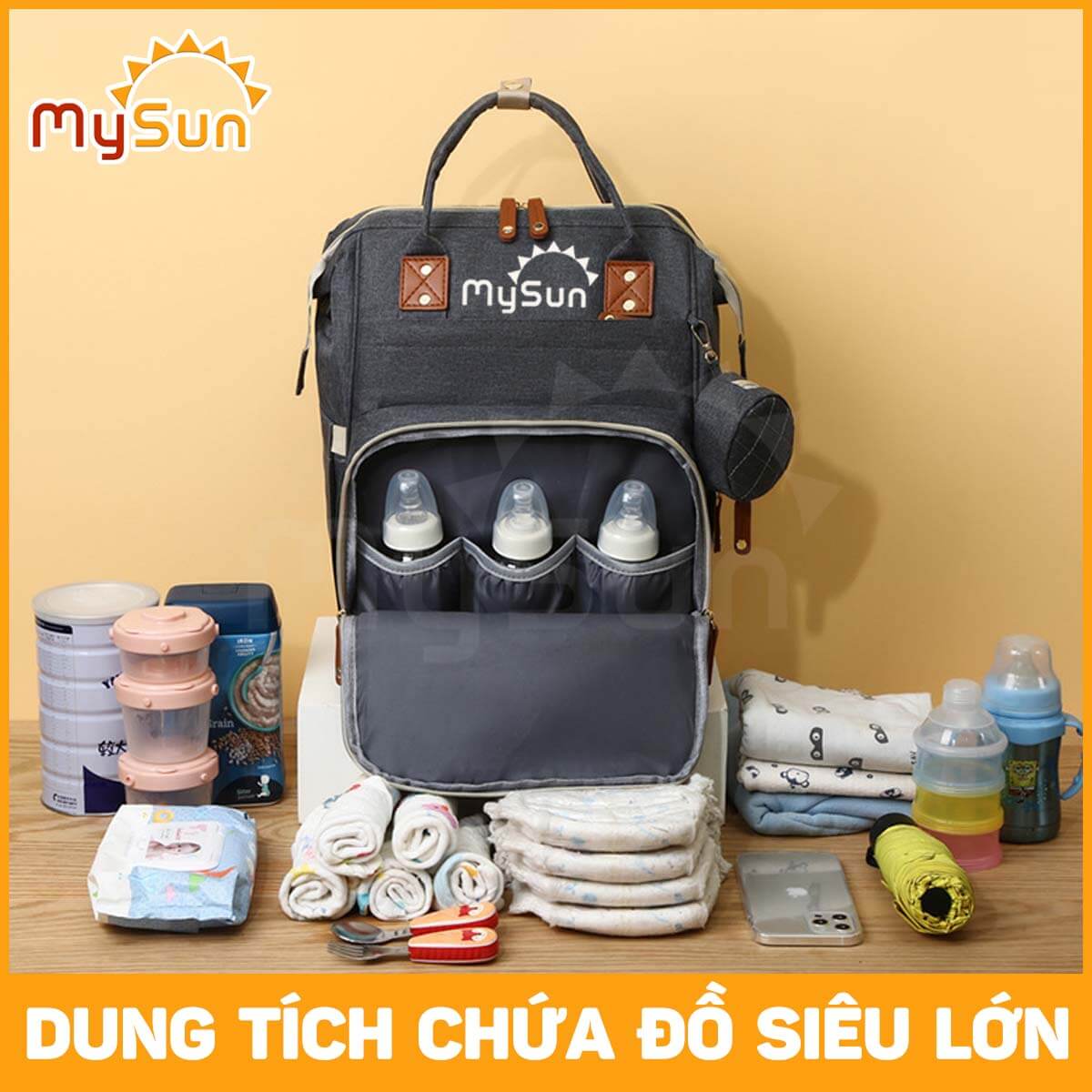 Balo bỉm sữa cho mẹ và bé đa năng giữ nhiệt cao cấp chính hãng MySun Prime