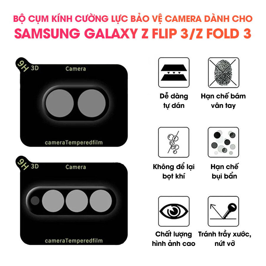 Kính Cường Lực Bảo Vệ Cụm Camera Dành Cho Samsung Galaxy Z Flip3 / Z Fold3 5G - Handtown - Hàng Chính Hãng