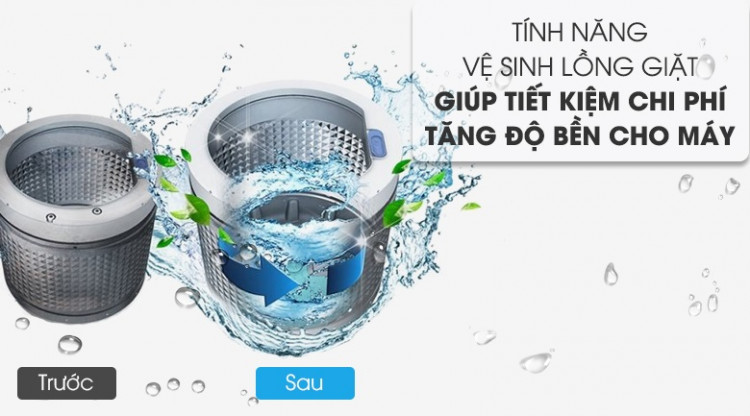 Vệ sinh lồng giặt tự động - Máy giặt Aqua Inverter 10 Kg AQW-DR100ET S