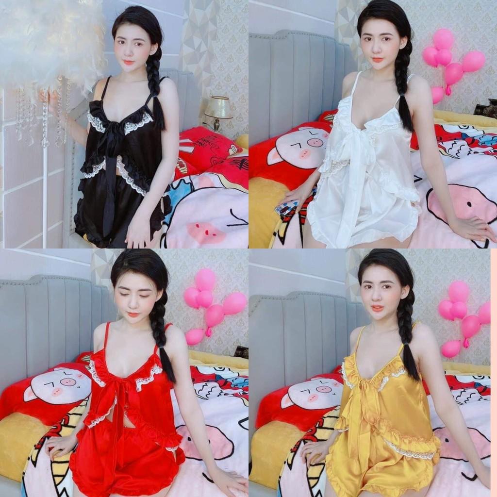 đồ bộ pijama nữ sexy buộc nơ xinh xắn