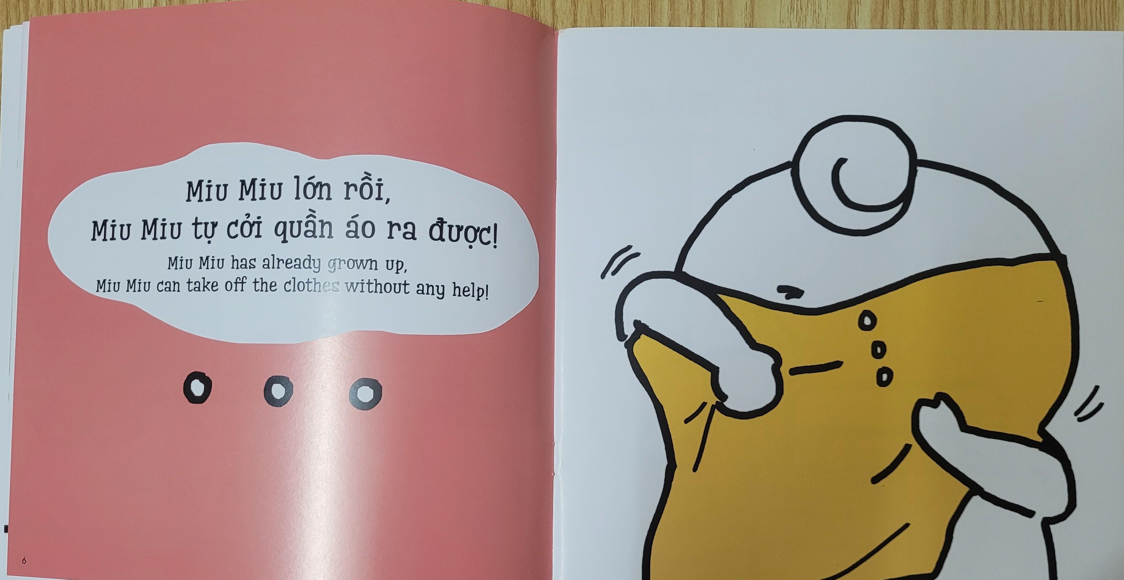 Sách Ehon Miu Miu Tự Lập Phần 1 Song Ngữ - Đi Tắm