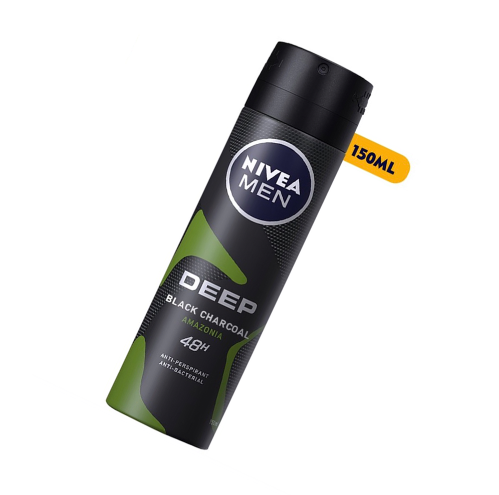 Bộ đôi Xịt Ngăn Mùi Nivea Men Than Đen Hương Rừng Amazon