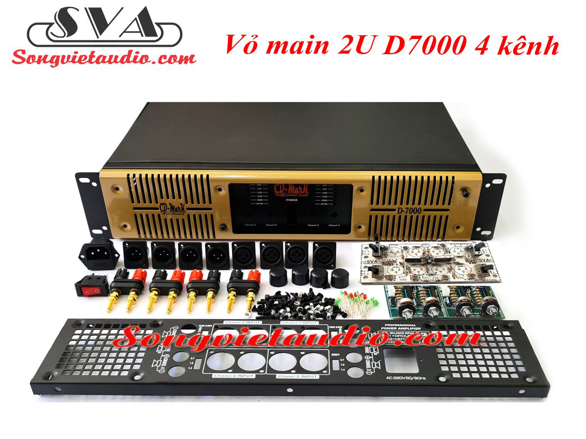 VỎ MAIN, VỎ CỤC ĐẨY 4 kênh side 2U đủ phụ kiện và mạch INPUT + Đèn D7000