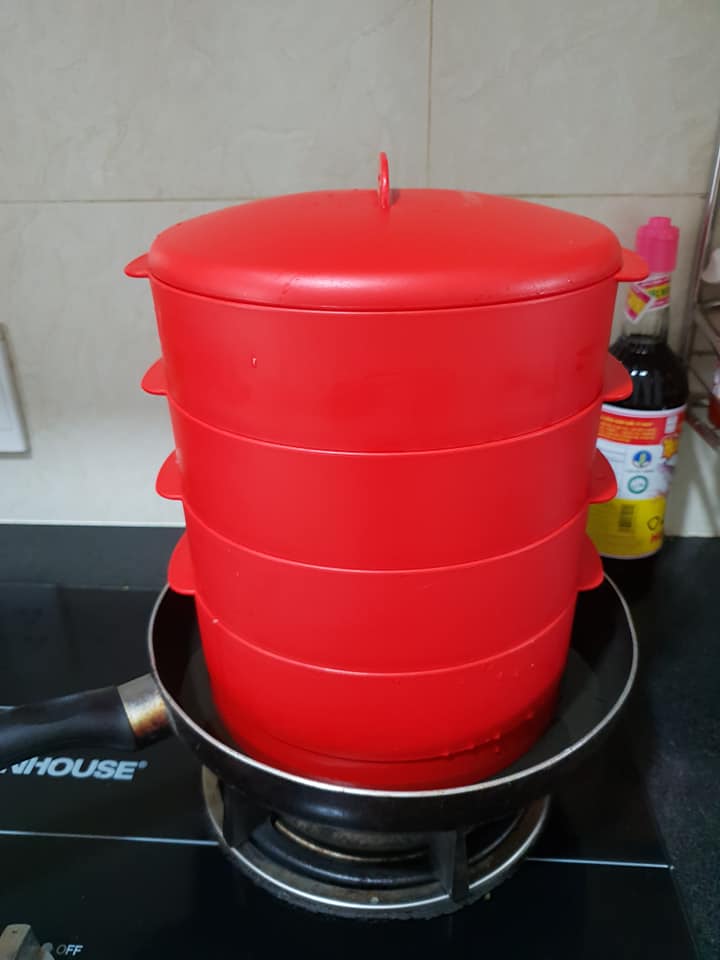 TUPPERWARE STEAM IT XỬNG HẤP THẦN THÁNH 2 TẦNG