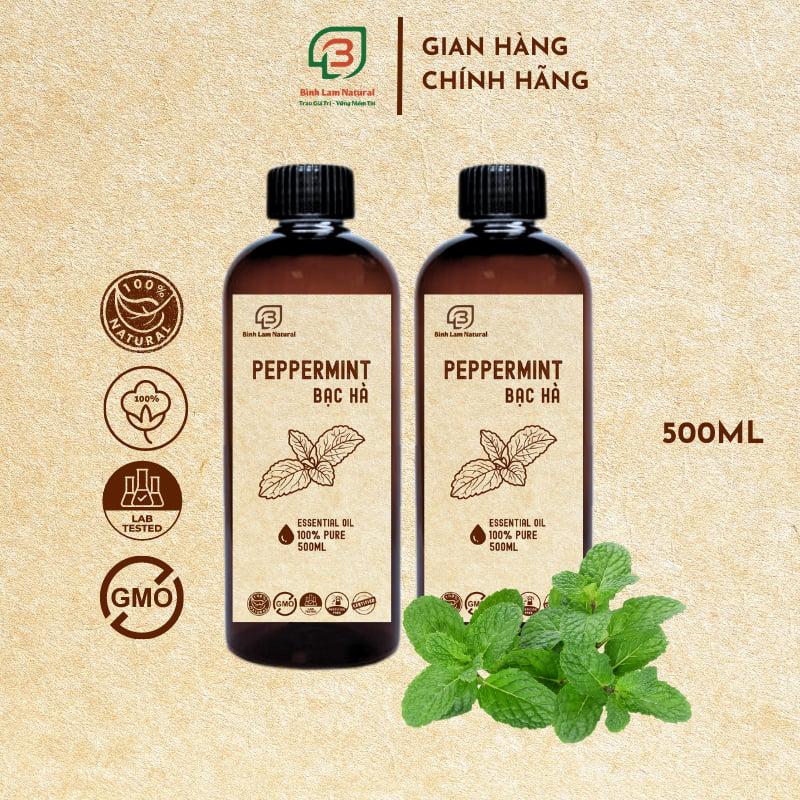 Combo 02 Tinh dầu bạc hà nguyên chất giải cảm, kháng khuẩn, đuổi muỗi Bình Lam Natural 500ml