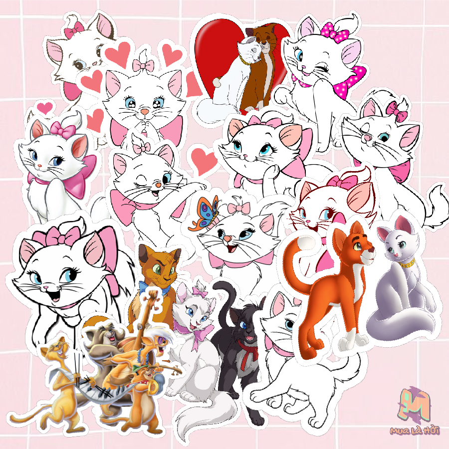 Miếng dán Stickers chủ đề Gia đình mèo quý tộc