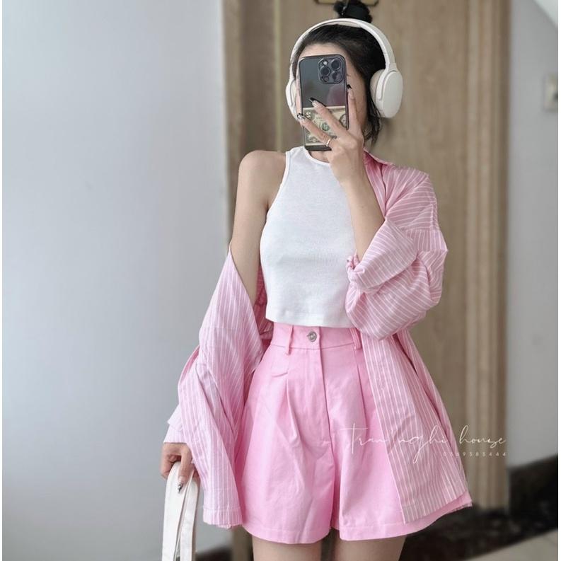 Freeship SET ÁO SƠ MI quần short áo 2d set 3 món Kgia fashion