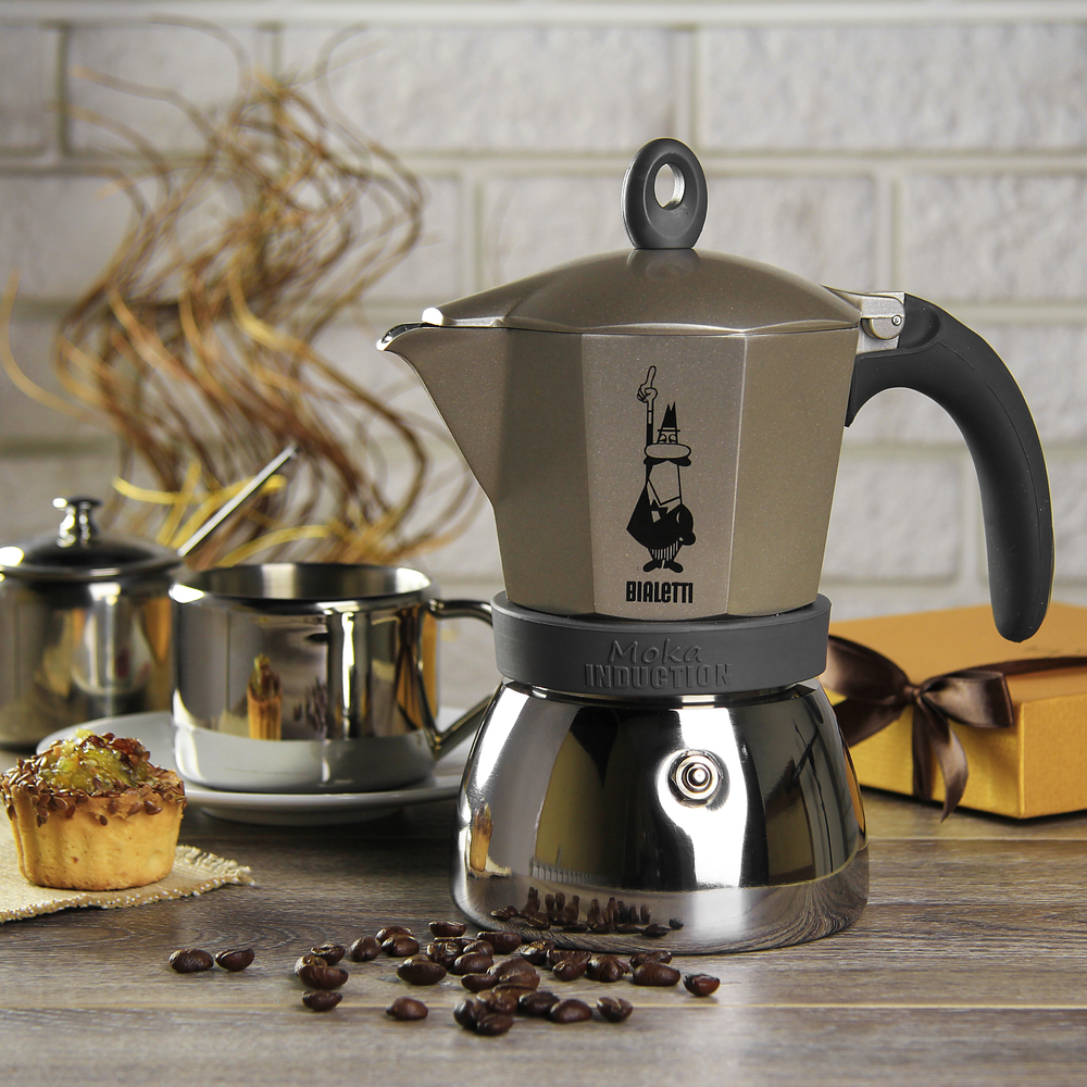 ẤM PHA CÀ PHÊ BIALETTI MOKA INDUCTION GOLD 3CUP (130ML). Hàng chính hãng