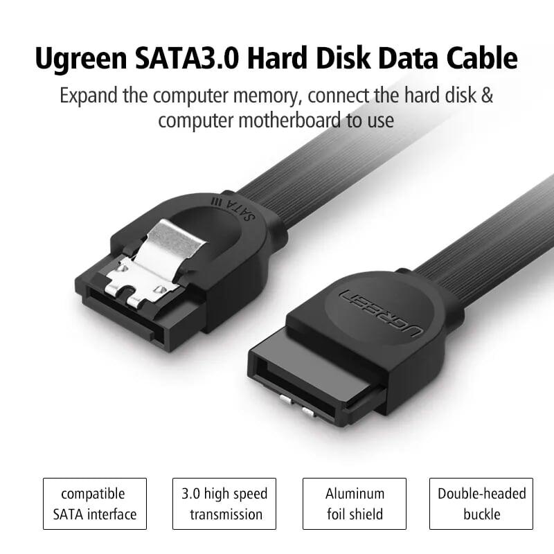 Ugreen UG30797US217TK 0.5M màu Đen Cáp truyền dữ liệu SATA 3.0 đầu gập 90 độ cao cấp - HÀNG CHÍNH HÃNG