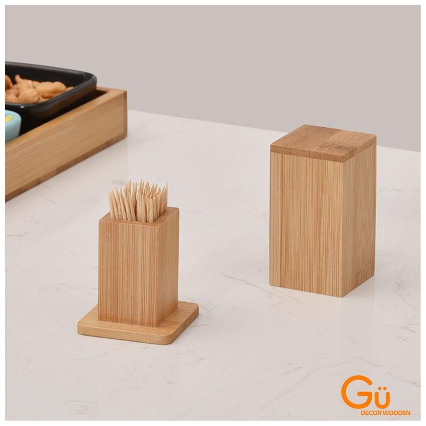 Hộp đựng tăm, Lọ tăm Tre Phụ kiện bàn ăn GU DECOR WOODEN - An toàn cho mọi nhà