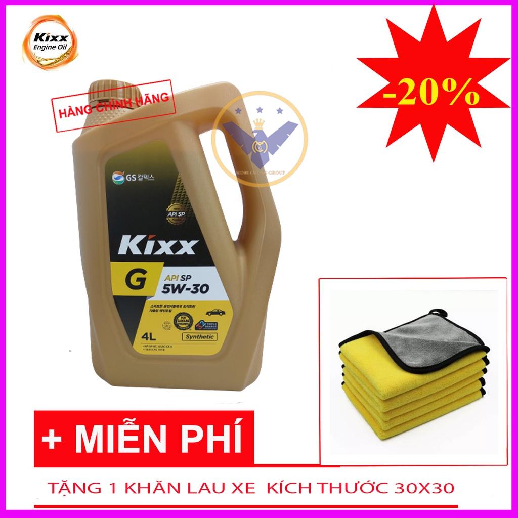 Dầu nhớt ô tô tổng hợp Kixx G API SP 5W30 Hàn Quốc can 4L - Tặng khăn lau xe ô tô