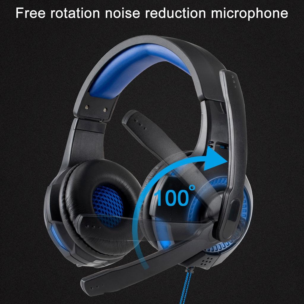 【ky】Light Wired Retractable Game Headphone Stereo Bass Headset with Mic for PS4