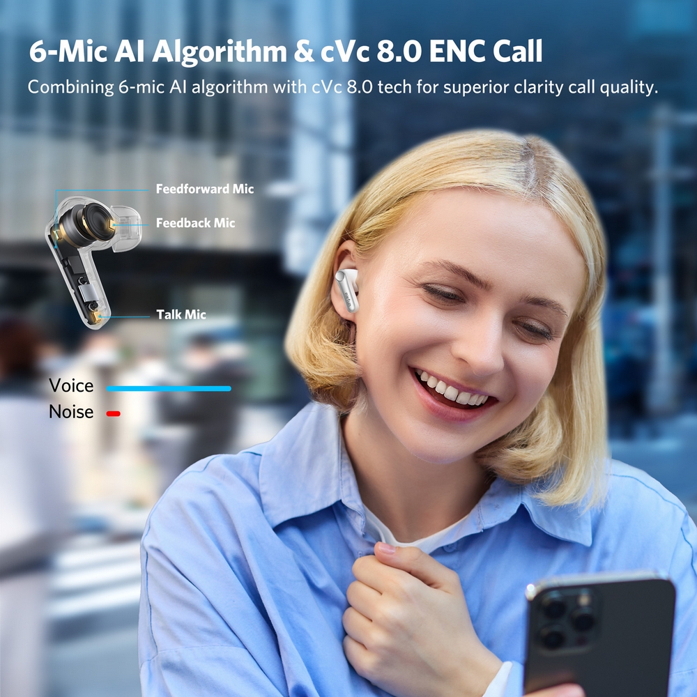 Tai nghe True Wireless EARFUN Air Pro 4 Màu ĐEN | QCC3091 | Adaptive ANC | Game mode &lt;50ms | Auracast-Hàng Nhập Khẩu