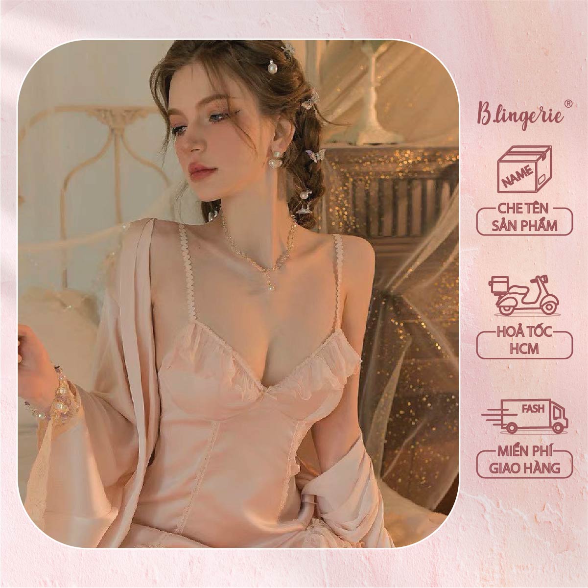 Váy Ngủ Quyến Rũ Hai Dây (Không kèm áo choàng) - B.Lingerie