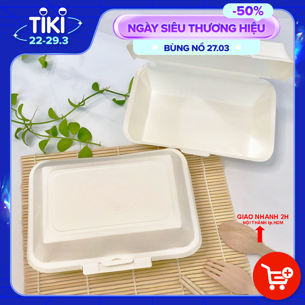 Hộp Cơm Giấy FEST CHOICE TAKEAWAY Thái Lan Cao Cấp Trắng Trơn 725ml CHÍNH HÃNG , COMBO 50 Hộp Giấy Đựng Thức Ăn, Salad, Trái Cây , An Toàn, Thân Thiện Môi Trường - F001 ( Tặng Kèm Móc Khóa KETILO Xinh Xắn ))