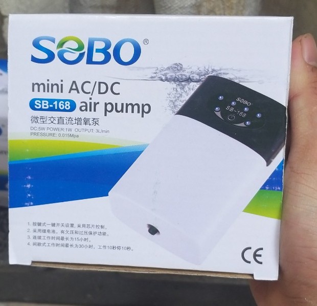 Máy Sủi Oxy Tích Điện 1 Vòi ) - Phòng Cúp Điện Cho Hồ Cá