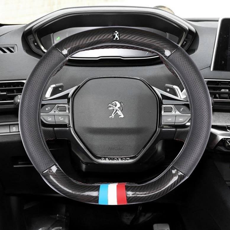 Bọc Vô Lăng Cờ Pháp Xe Peugeot 2008-3008-5008 All New Da Vân Carbon cao cấp