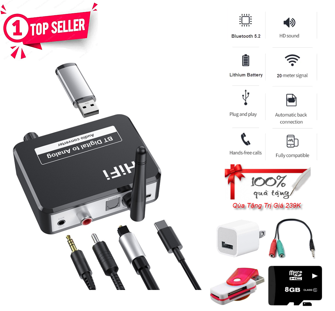 Hàng Chính Hãng - Bộ Chuyển Đổi Âm Thanh DAC B35S HIFI Bluetooth, Chuyển Đổi Analog Mượt Mà, Hỗ Trợ Đa Dạng Kết Nối Optical Coaxial AUX USB Bluetooth 5.1,  Phạm Vi Kết Nối 20m, Âm Thanh Vượt Trội, TỰ Động Kết Nối Dễ Dàng, Remote - ROGTZ