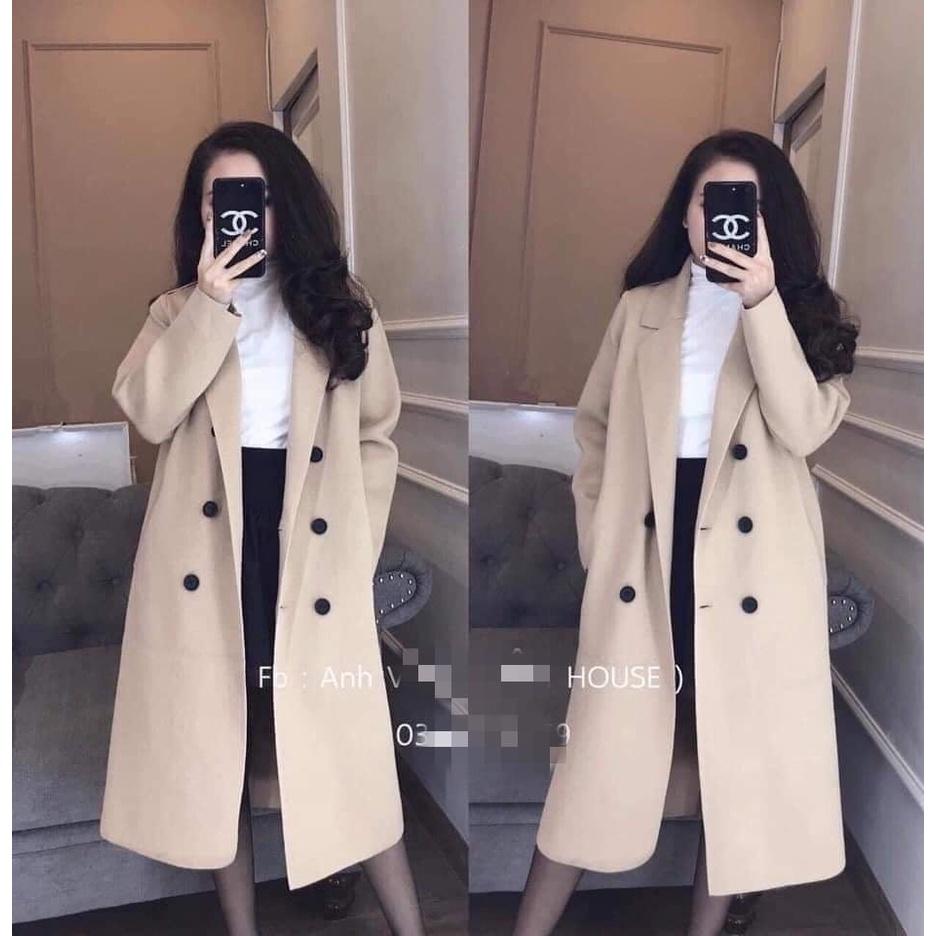 Áo Mangto Dạ Len Ép Dáng Dài, 2 Màu