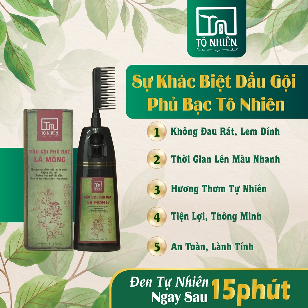 Dầu gội phủ bạc lá móng Tô Nhiên 200g - Làm đen tóc tự nhiên tại nhà chỉ sau 15 phút