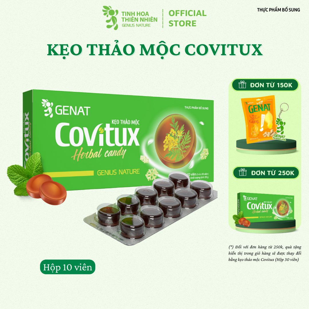 Kẹo thảo mộc Covitux (hộp 10 viên) - Genat