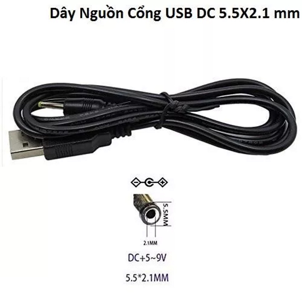 Dây Nguồn Pixlink USB Ra Đầu DC 5.5x2.1 mm Đầu Tròn Dùng Cho Thiết Bị Mạng, Sạc Cho Nôi Điện, Loa Bluetooth, Thiết Bị Dùng Nguồn 5V - Hàng chính hãng/ Hàng nhập khẩu