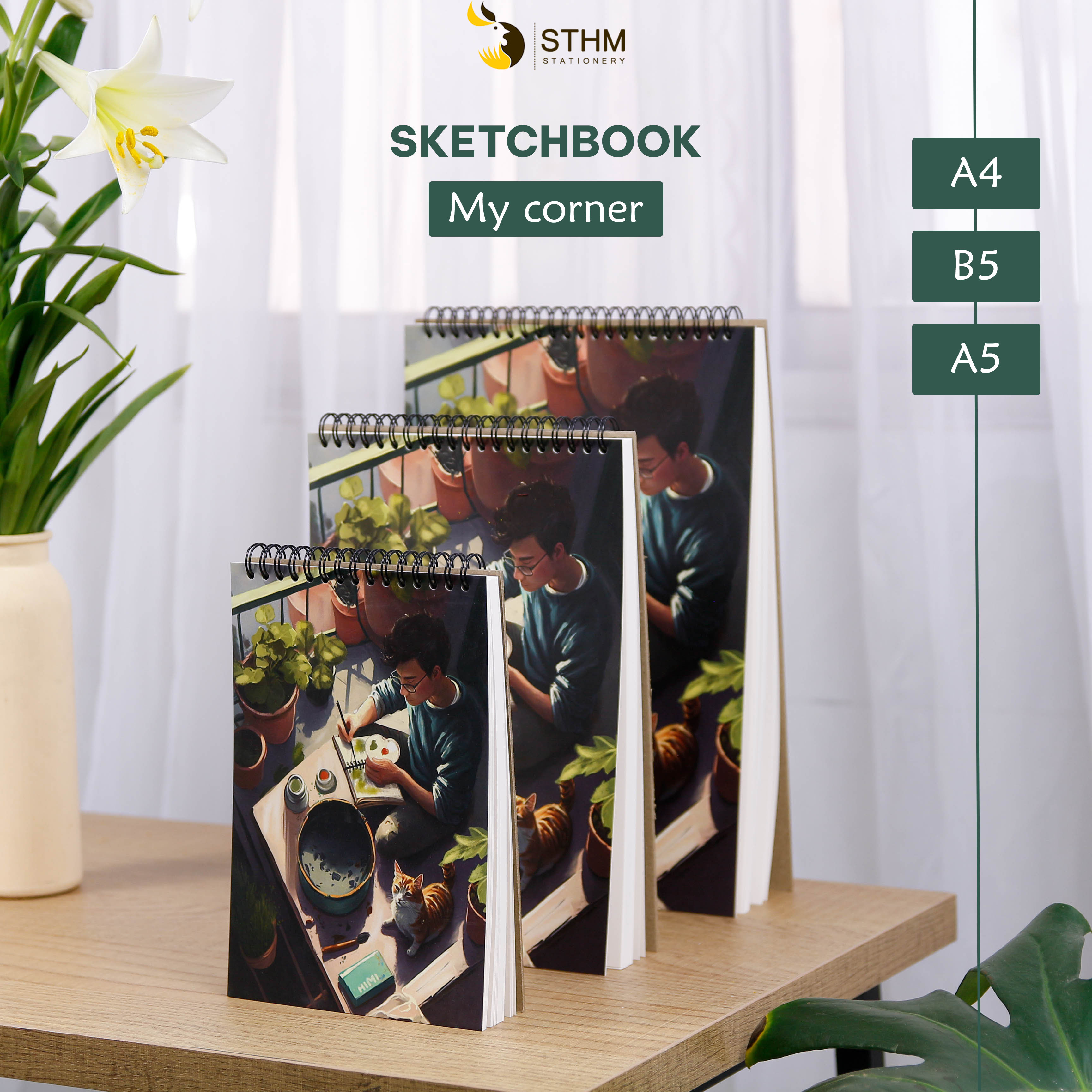 [STHM stationery]- Sketchbook - MY CORNER - 100 trang giấy kem 130gsm