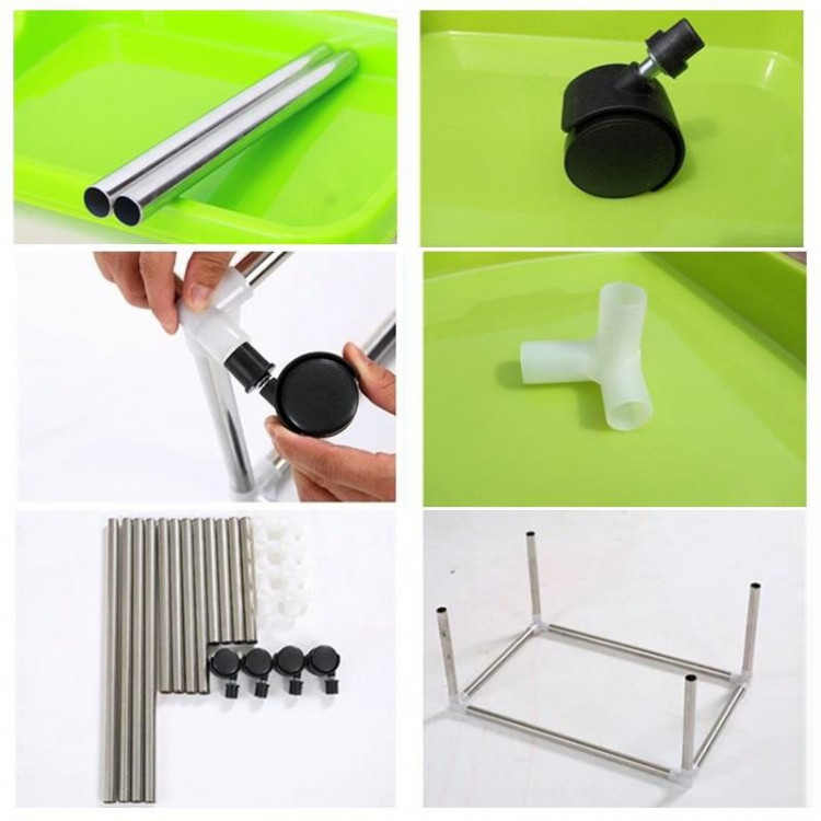 Bộ Khung/kệ trồng rau mầm - loại 6 khay 3 tầng có bánh xe - dễ lắp ghép tại nhà