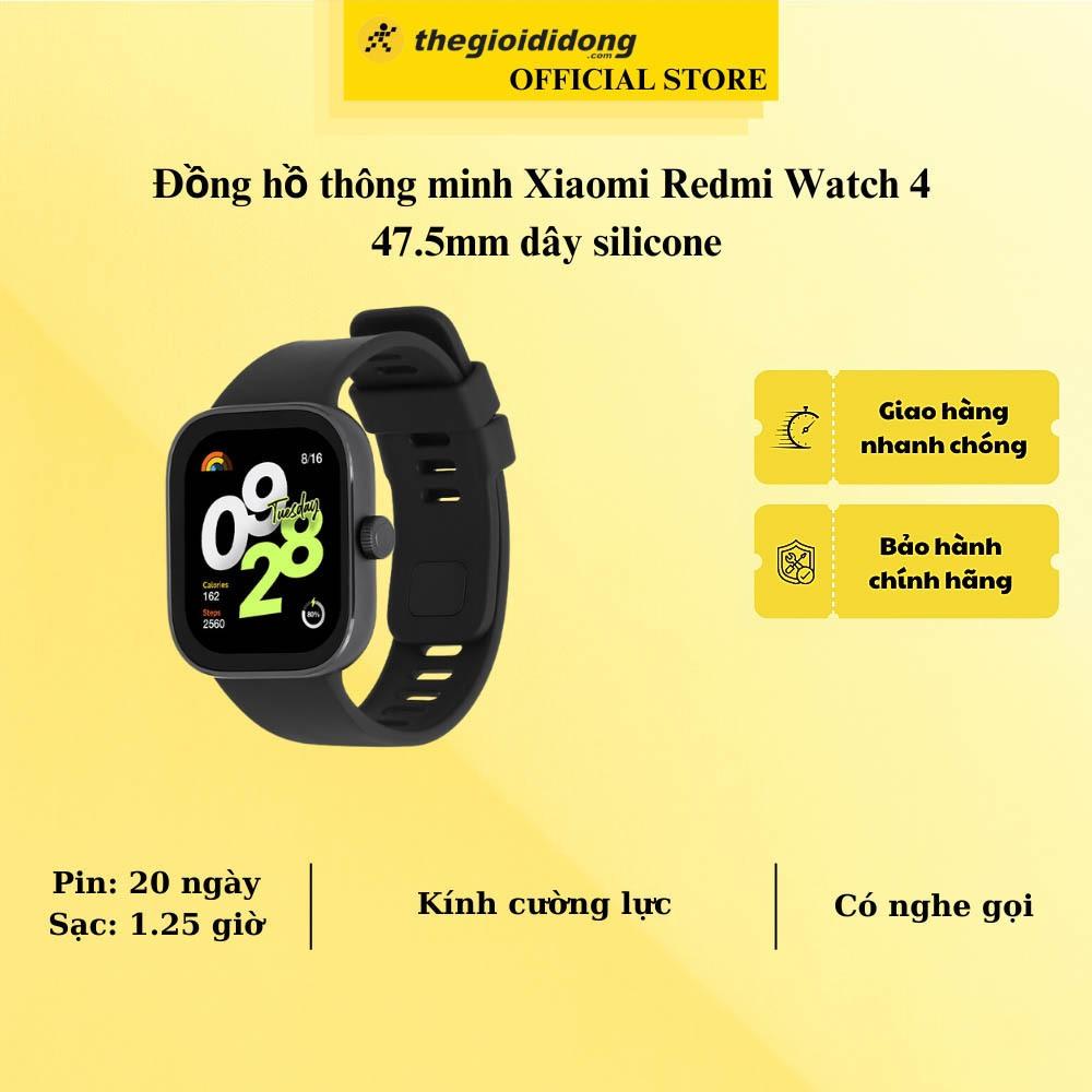 Đồng hồ thông minh Xiaomi Redmi Watch 4 47.5mm dây silicone - Hàng chính hãng - Hàng Chính Hãng