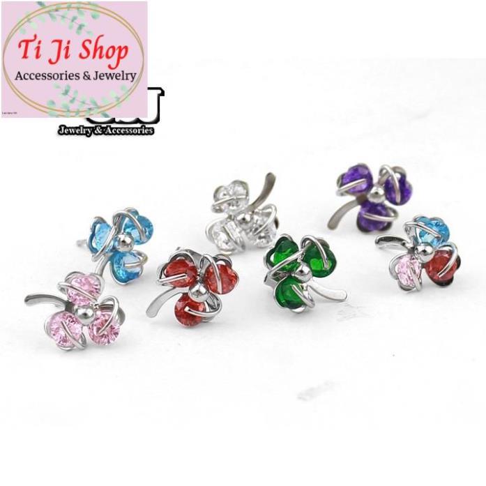 BÔNG TAI NỮ INOX CỎ LÁ MAY MẮN -
