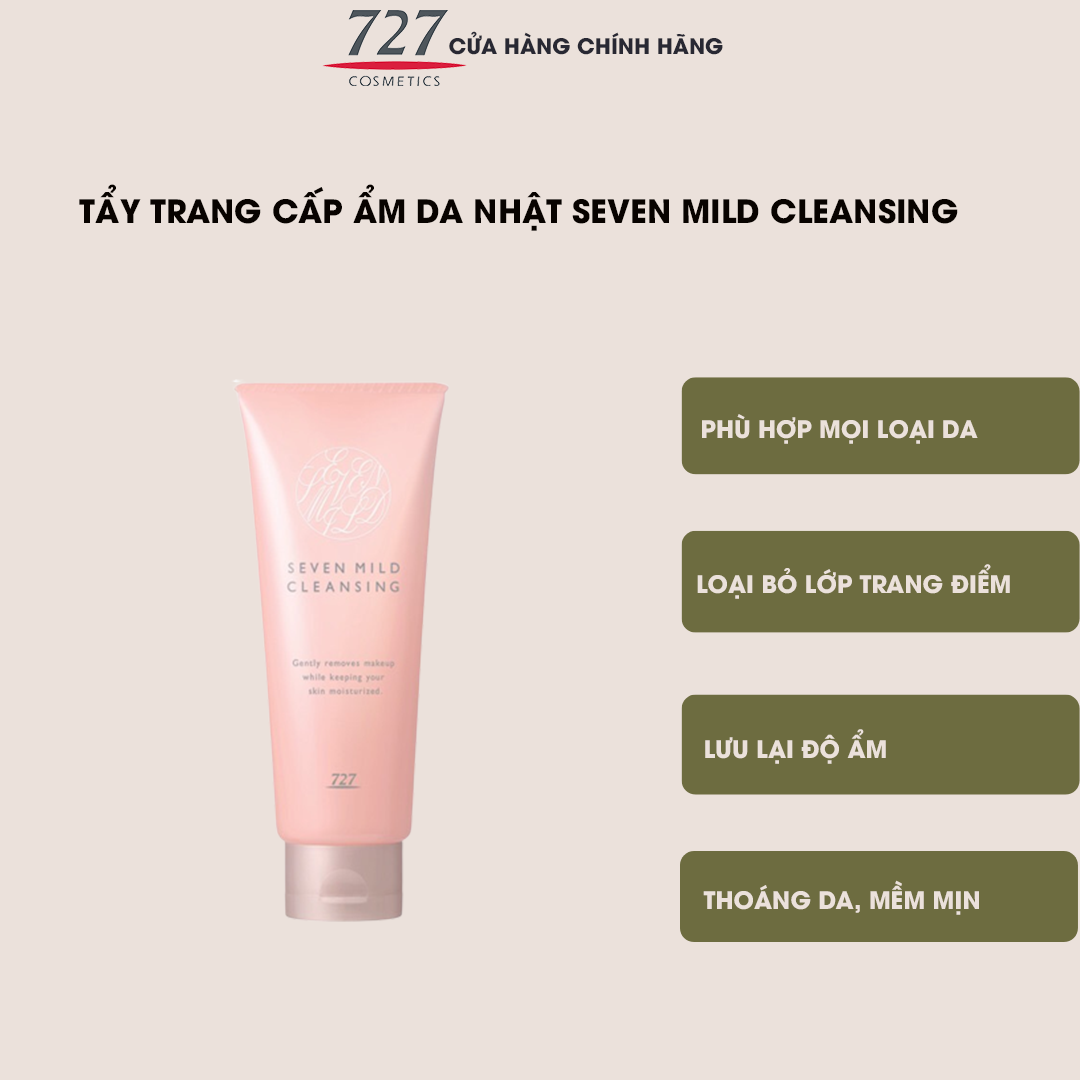 Tẩy trang Nhật phù hợp mọi loại da, loại bỏ bã nhờn làm sạch da 727 Seven Mild Cleansing 100g