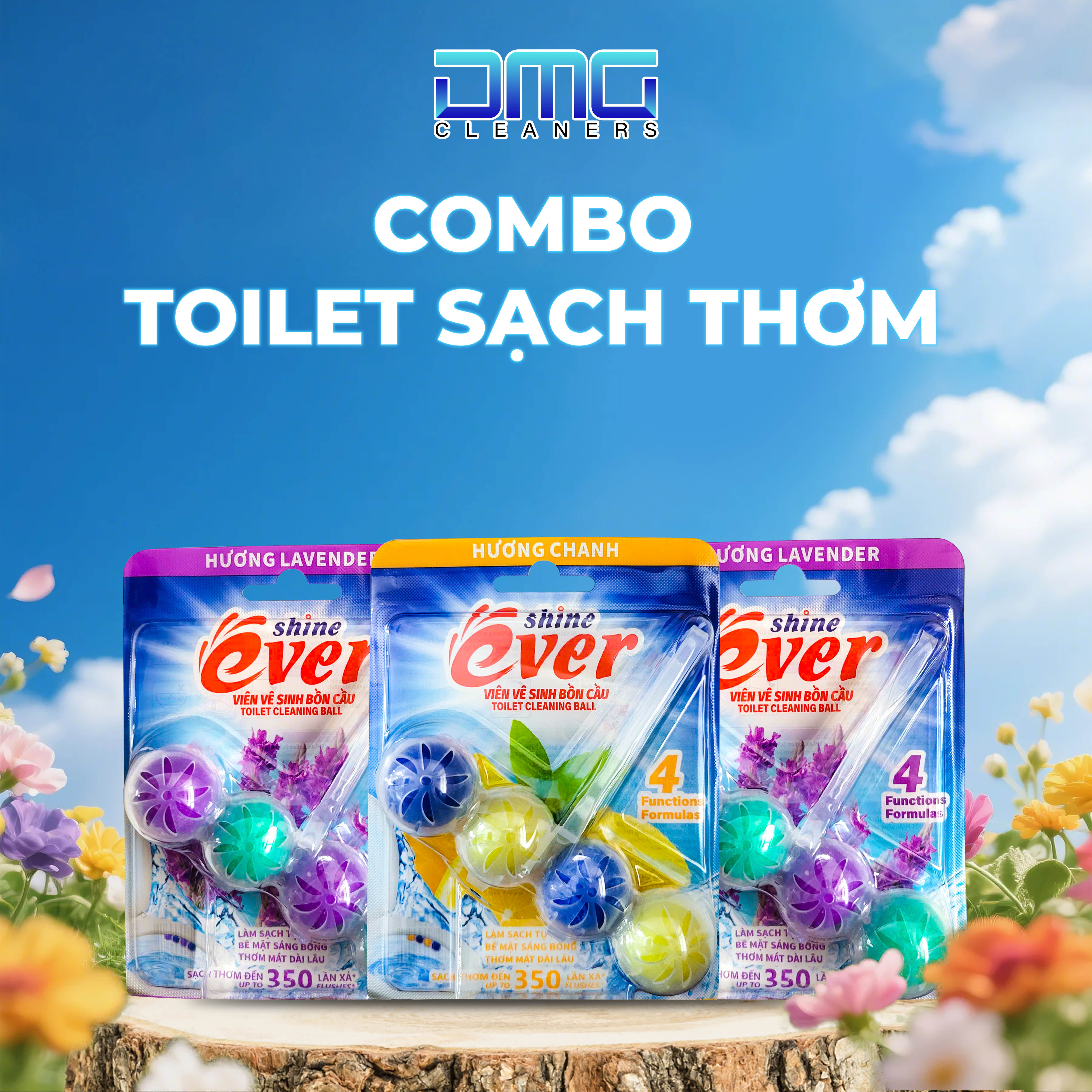 Combo Toilet Sạch Thơm 3 Viên Treo Bồn Cầu Evershine Hương Chanh Tươi (Khử Mùi Toilet Hiệu Quả)
