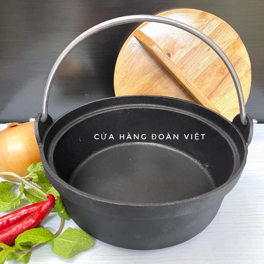 Nồi Gang Nắp Gỗ Cao Cấp/ Thố Gang chống dính Nắp gỗ Siêu đẹp. Thố Nấu Mì Cay, Cơm Chiên, Thố Lẩu, Kho Tộ. Đồ Gia Dụng nhà bếp pha chế làm bánh nguyên liệu