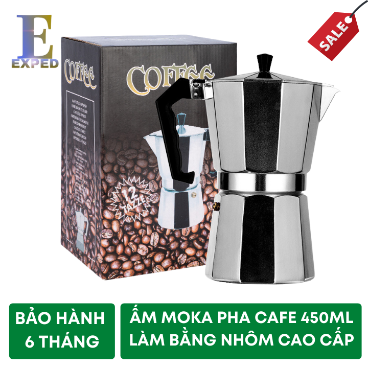 Ấm pha cà phê Moka Express 6 cup 450ml phong cách Ý thương hiệu EXPED