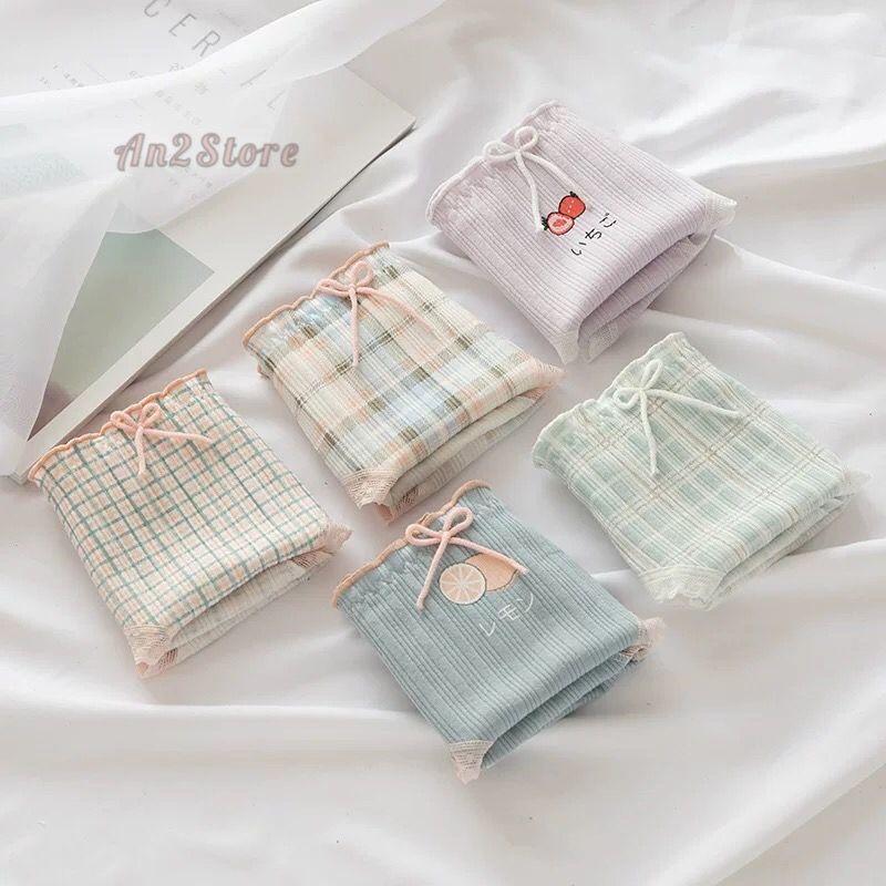 Quần Lót Nữ Cotton Quần lót nữ siêu thoáng hoạ tiết kẻ caro đơn giản siêu xinh QL04
